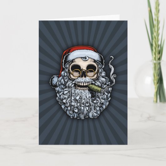 Smokin' Santa Skull Feiertagskarte (Vorderseite)