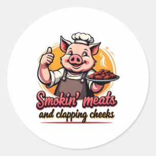 Smokin'Fleisch und Kratzen Wangen Funny Byrbecue B Runder Aufkleber