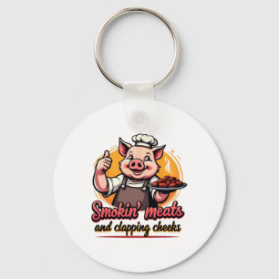 Smokin'Fleisch und Kratzen Wangen Funny Byrbecue B Schlüsselanhänger