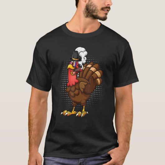 Smoking a cigarette turkey wearing sunglasses tie  T-Shirt (Vorderseite)