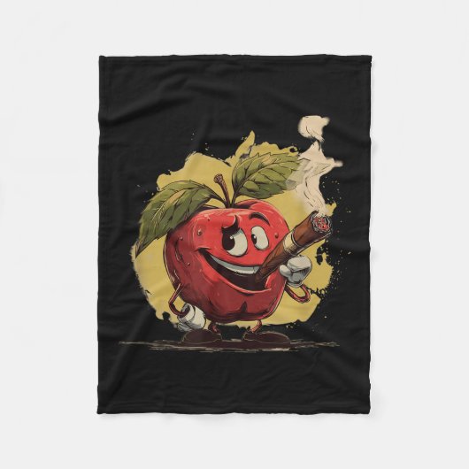 Smoking Apple Look For Cigars And Cigarettes Lover Fleecedecke (Vorderseite)