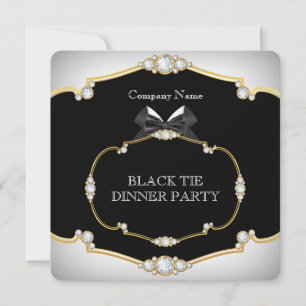 Smoking Black Tie Dinnerparty Weißgold 2 Einladung