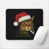 Smoking Cat Cigarette Christmas Santa Hat Cat Meme Mousepad (Mit Mouse)
