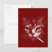 Smoking Cat Funny  Postkarte (Vorne/Hinten)