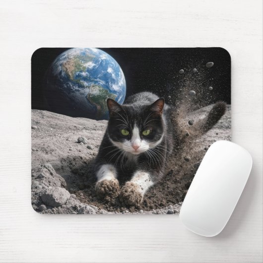 Smoking-Cat-Gräbt-einen-Mondkrater Mousepad (Mit Mouse)