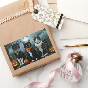 Smoking-Cat Halloween Gruselig Rechteckiger Aufkleber
