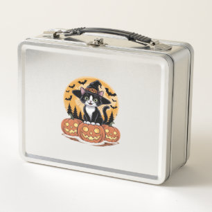 Smoking-Cat Halloween Hexe Süße Kürbisse Essential Metall Brotdose