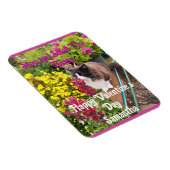 Smoking-Cat schnuppert an Blumen Lustiger Valentin Magnet (Rechte Seite)