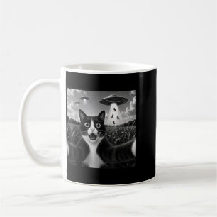 Smoking-Cat-Selfie mit UFO-Alien lustig Kaffeetasse