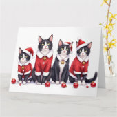 Smoking-Cat-Weihnachtskleid Santa Hut Karte (Gelbe Blume)