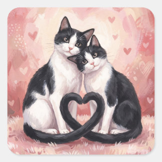 Smoking-Cats Valentinstag Quadratischer Aufkleber