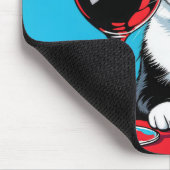 Smoking-Catze mit Rotwein Mousepad (Ecke)