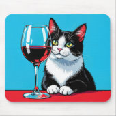 Smoking-Catze mit Rotwein Mousepad (Vorne)