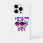 Smoking Hot | Funny Neon Cat Retro iPhone Hülle (Rückseite)