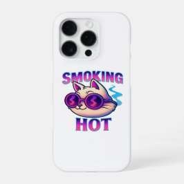 Smoking Hot | Funny Neon Cat Retro iPhone 16 Pro Hülle