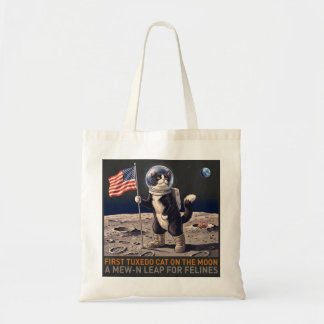 Smoking-Katze auf dem Mond-Astronaut lustiges Retr Tragetasche