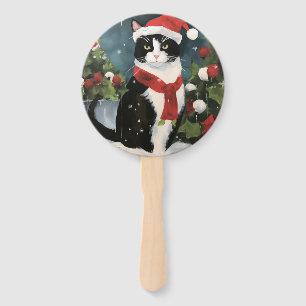 Smoking-Katze im Schnee Weihnachten Fächer