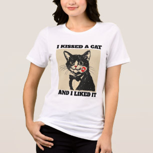 Smoking-Katze Kuss lustiges T-Shirt Tri-Blend Shirt