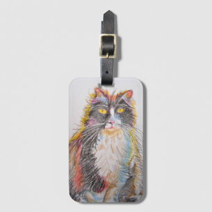 Smoking-Katze Lustige Katzen Kunst Zeichnung Gepäc Gepäckanhänger