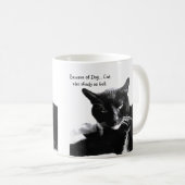 Smoking-Katze mit zweideutigem Lächeln  Kaffeetasse (VorderseiteRechts)