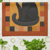 Smoking-Katze-Quilt Geschirrtuch (Gefaltet)