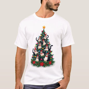 Smoking-Katze-Weihnachtsbaum Smoking Katze Lichter T-Shirt