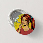 Smoking lovers | Pop art | Girl Stoner | Cigarette Button (Vorne & Hinten)