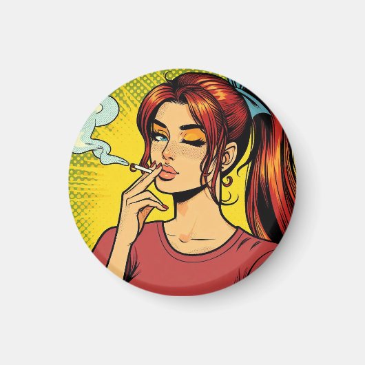 Smoking lovers | Pop art | Girl Stoner | Cigarette Magnet (Vorne)