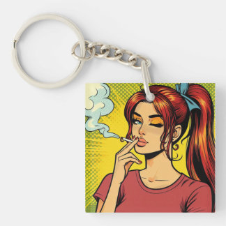Smoking lovers | Pop art | Girl Stoner | Cigarette Schlüsselanhänger