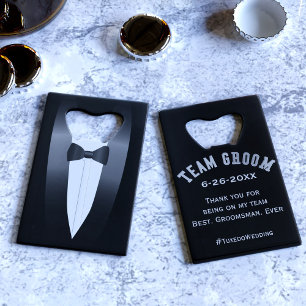 Smoking-Mannschaft Bräutigam Junggesellenabschied  Geldbeutel Flaschenöffner