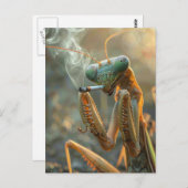 Smoking Mantis Surreal Postkarte (Vorne/Hinten)