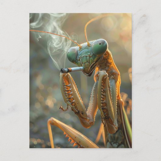 Smoking Mantis Surreal Postkarte (Vorderseite)