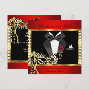 Smoking Rot Gold Schwarz Maskenball Einladung