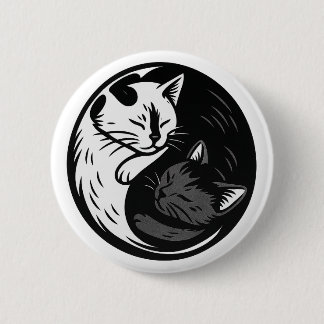 Smoking / Schwarze Katze Yin Yang Knopf von Phil E Button