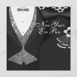 Smoking schwarzes Kleid Schwarz Anzug Neujahrsfeie Einladung