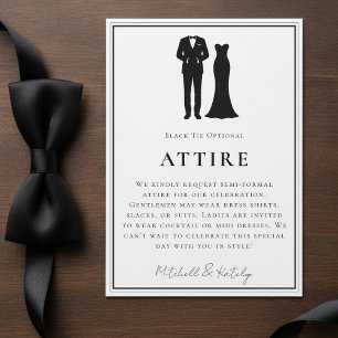 Smoking und Kleid Minimaler Rand Weiße Hochzeitskl Begleitkarte