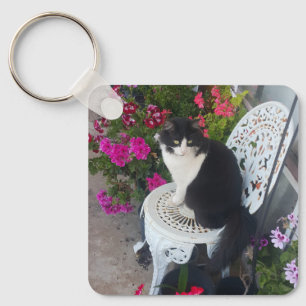 Smokingjacke Katze Marone Dunkelrosa Katzen und Bl Schlüsselanhänger