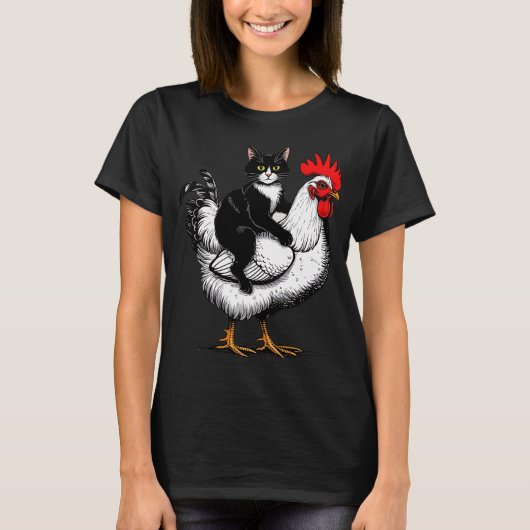 Smokingkatze-Hühnerkarussell T-Shirt (Vorderseite)