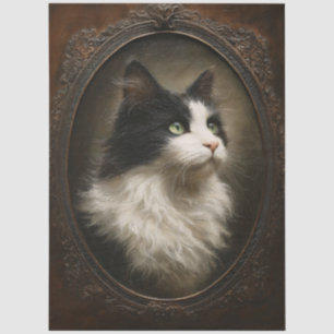 Smokingkatze im Vintage-Stil-Porträt-Dekor Seidenpapier