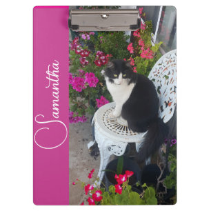 Smokingkatze Katzen und Blumen Mädchen Name Dunkel Klemmbrett