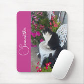 Smokingkatze Katzen und Blumen Mädchen Name Dunkel Mousepad (Mit Mouse)