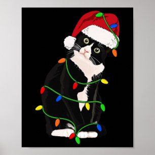 Smokingkatze Miaut Santa Tuxie Weihnachtsbaum Lich Poster