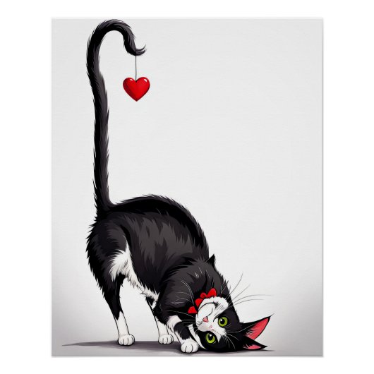 Smokingkatze mit baumelndem Herzen Poster (Vorderseite)