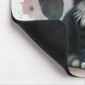 Smokingkatze mit Wasserfarbe-Pfotenabdruck-Design Mousepad (Ecke)