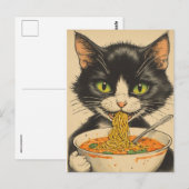 SMOKINGKATZE RAMEN NUDELN POSTKARTE (Vorne/Hinten)