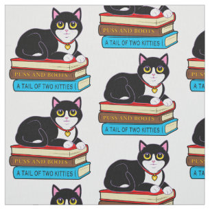 Smokings-Katze auf Büchern Stoff