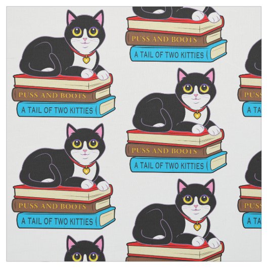 Smokings-Katze auf Büchern Stoff (Muster)