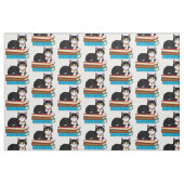 Smokings-Katze auf Büchern Stoff (Fat Quarter (45,7 x 55,9 cm))