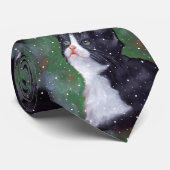 Smokings-Katze, die oben den Schneeflocken, malend Krawatte (Gerollt)