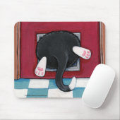 Smokings-Katze fest in einer Katzen-Klappe - Mousepad (Mit Mouse)